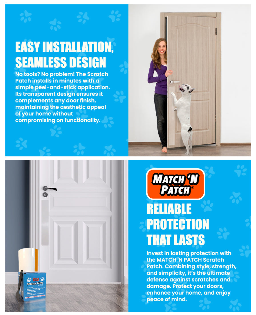 Scratch Patch Door Protector – 34.5 x 5.5 Inches, 2 Patches