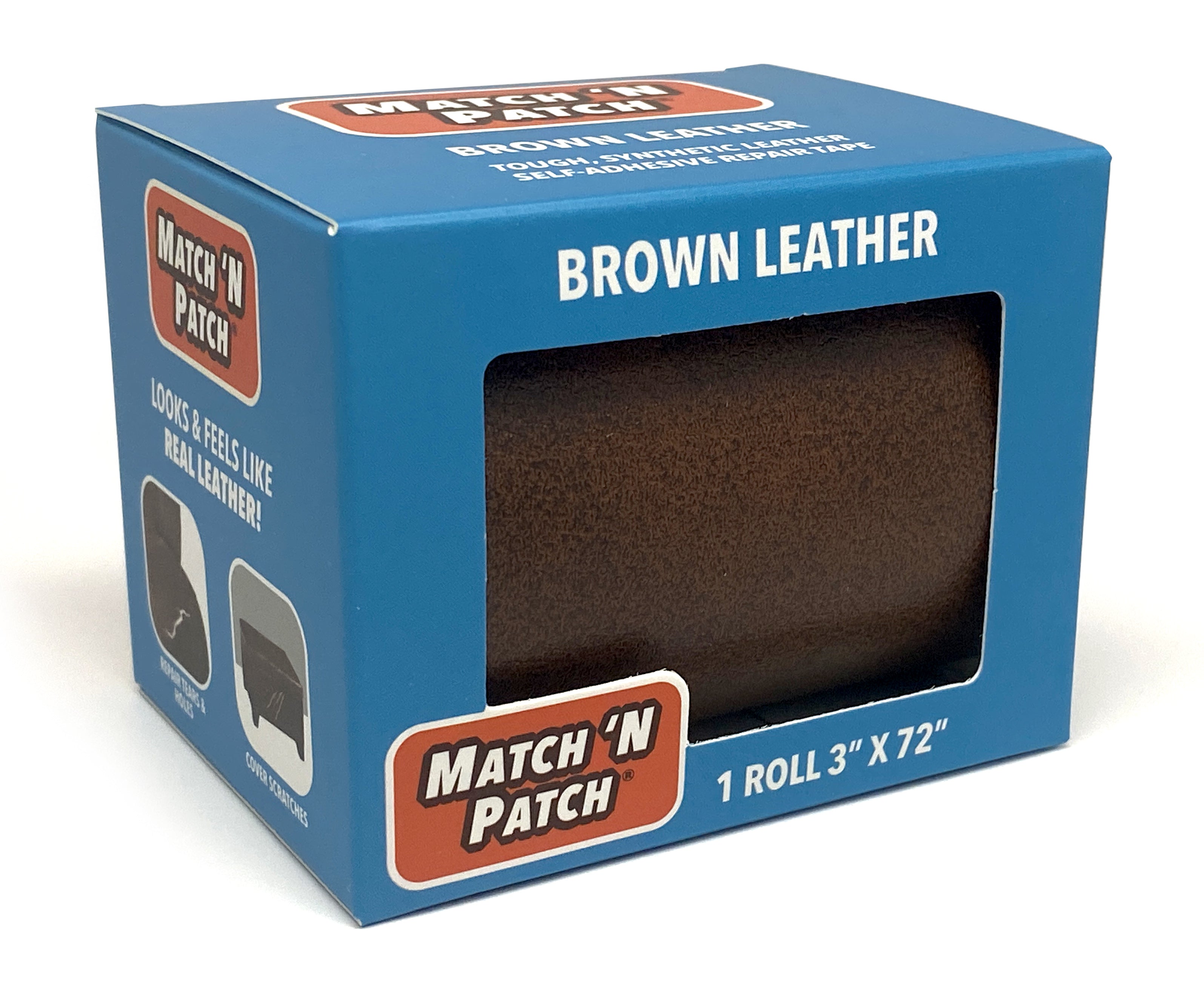Match 'n Patch Self-Adhesive Leather Repair Tape, 3 inch x 72 inch (Brown)