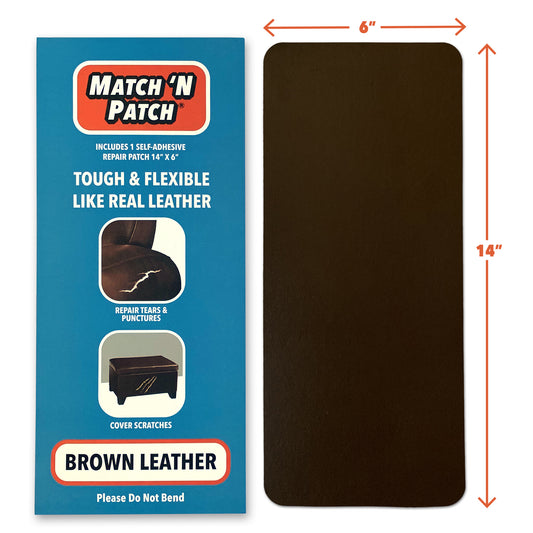 14 inch x 6 inch Self-Adhesive Leather Repair Patch, Brown