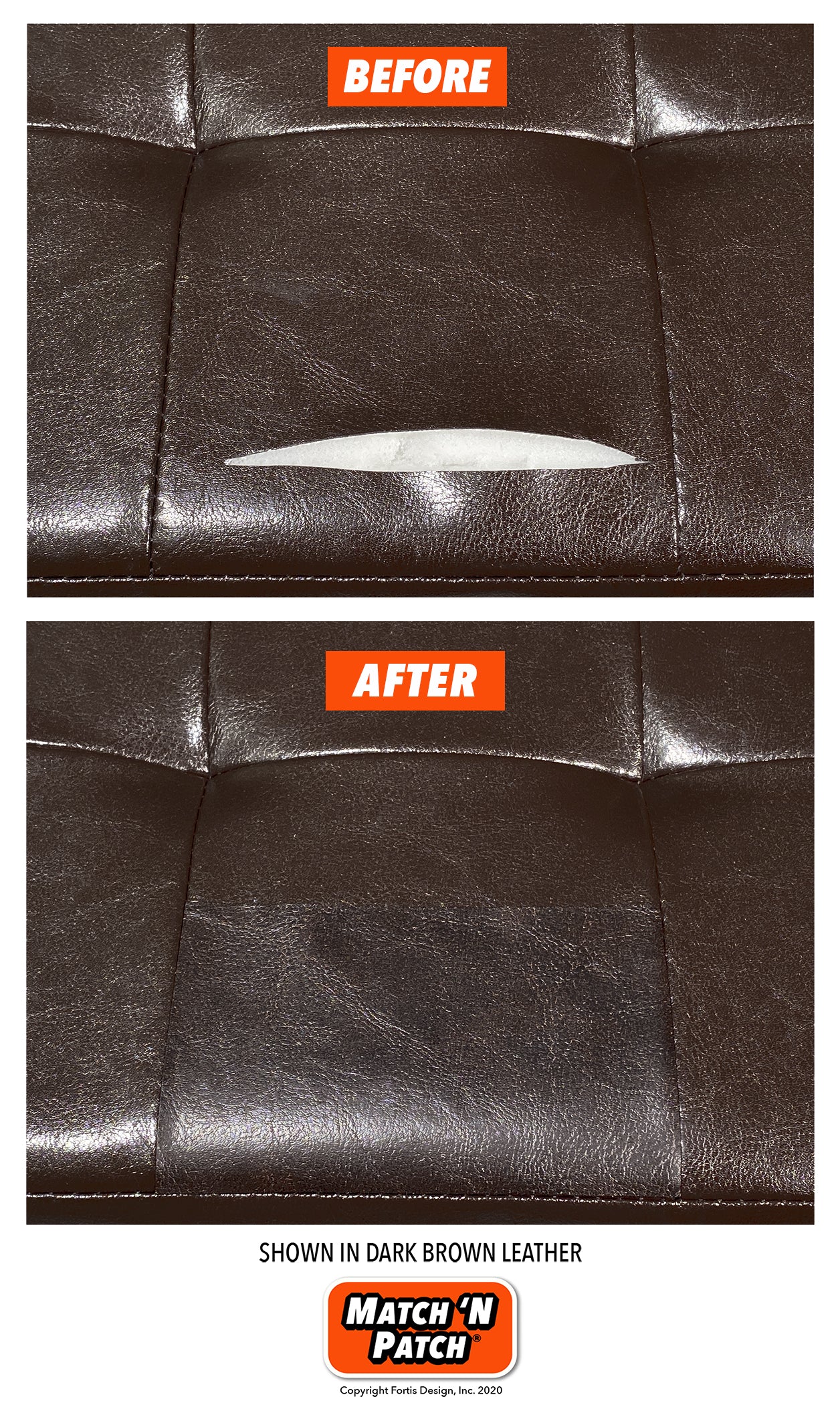 3 Inch X 72 Inch Self-Adhesive Leather Repair Tape, Brown