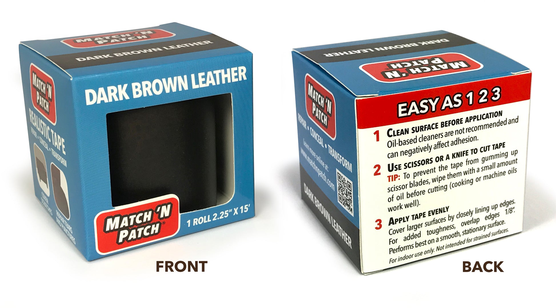 DARK BROWN Leather Repair Kit for holes, tears, scratches burns