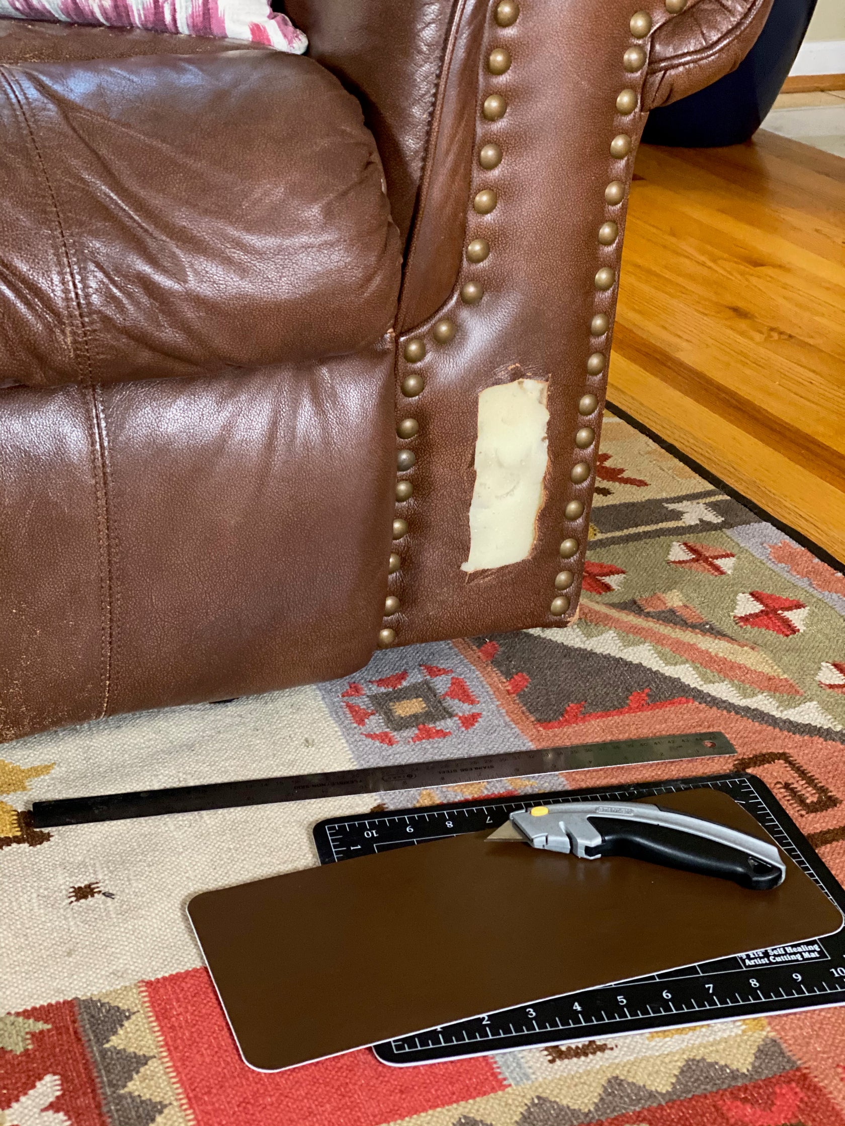 14x6 Inch SelfAdhesive Brown Leather Repair Patch Match 'N Patch